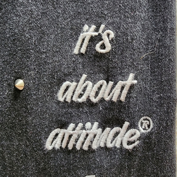 Women With Control Black Studded Denim Jacket size L - Picture 9 of 10